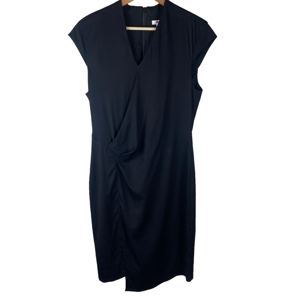 Helmut Lang Faux Wrap Silk Blend Sheath Dress Size 8